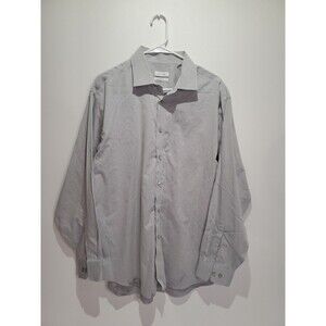 Calvin Klein Men's Button Up Dress Shirt, Reuglar Fit, 17.5" 34/35, Grey